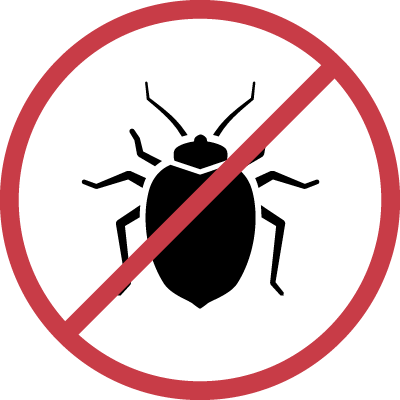 bed bug icon with cross through it